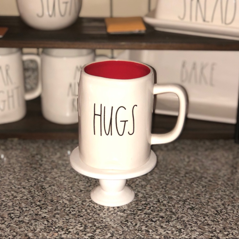 Rae Dunn “HUGS” mug with red inside